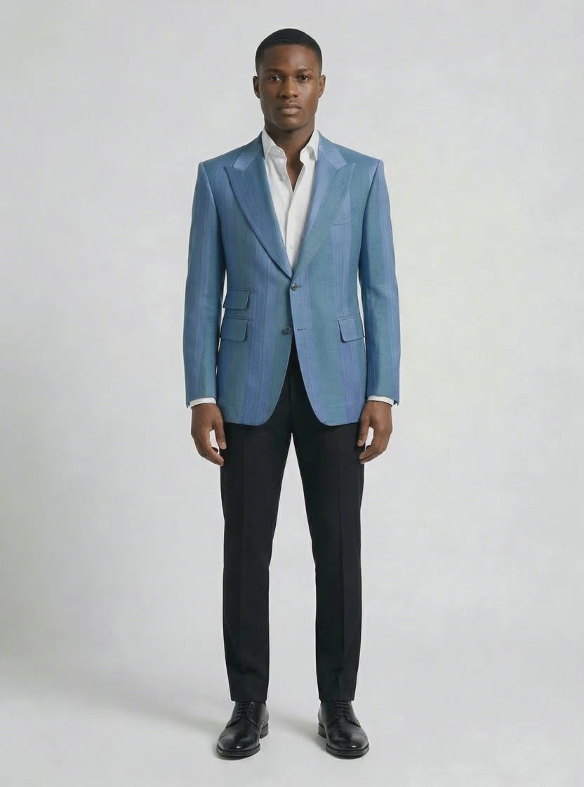 WP Ferozzi Wool & Silk Mixture Striped Jacket (Pink Lines) Ensemble-thumbmail-4